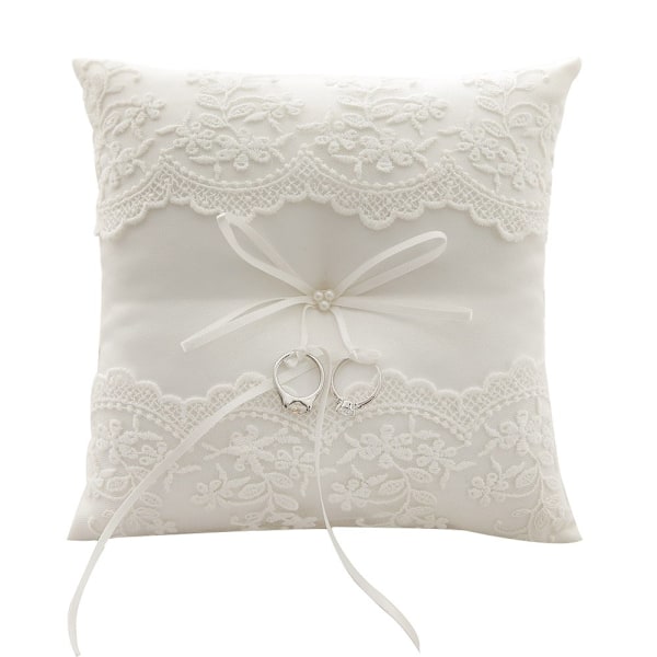 Blonde Bryllupsringpute Perlepute Bærer 21 cm