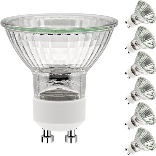 GU10 50W Glödlampor, GU10 Halogenlampor, Spot Light Glödlampa AC 230V 50W, GU10 Halogen Halogenlampor 2 Stift 35° Spridningsvinkel 2700K Dimbar Varmvit, 6-pack