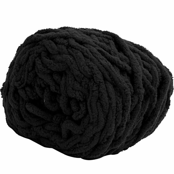 Tjock Häklygarn Mjuk Isremsa Häklygarn Chunky Vävd Filtgarn för Väva Filt Tofflor (Svart) black