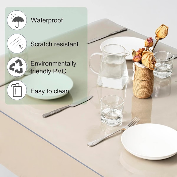 mm Vattentät Transparent Duk, Rektangulär PVC Bordsduk, Transparent Skyddsduk, 90x140 cm