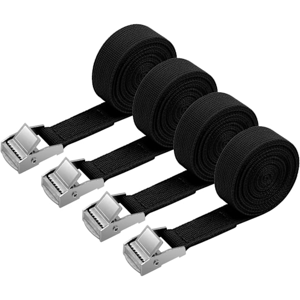 4 Pakk Heavy Duty Spændebånd, 2M Justerbare Cargo Stropper Ratsjestropper til Motorcykel, Cargo, Lastbiler, Trailer, Bagage, 250kg Belastningskapacitet