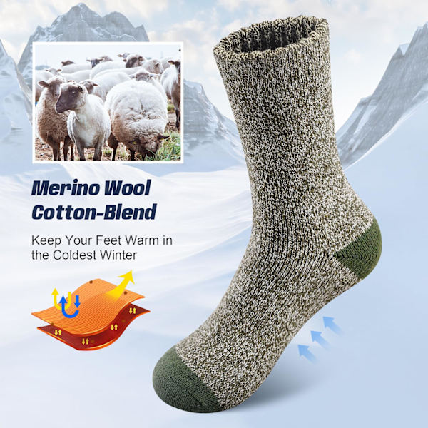 Mænds Termiske Sokker Merino Uld Sokker 5 Par Ekstra Varme Vinter Støvlesokker (40-47)