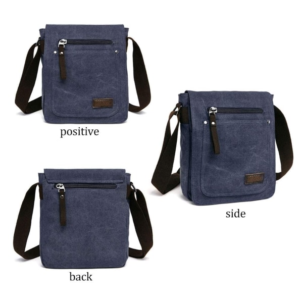 Retro Herr Canvas Liten Portfölj Casual Cross Body Messenger Axelväska Vardaglig Väska Laptop Väska, blå blue