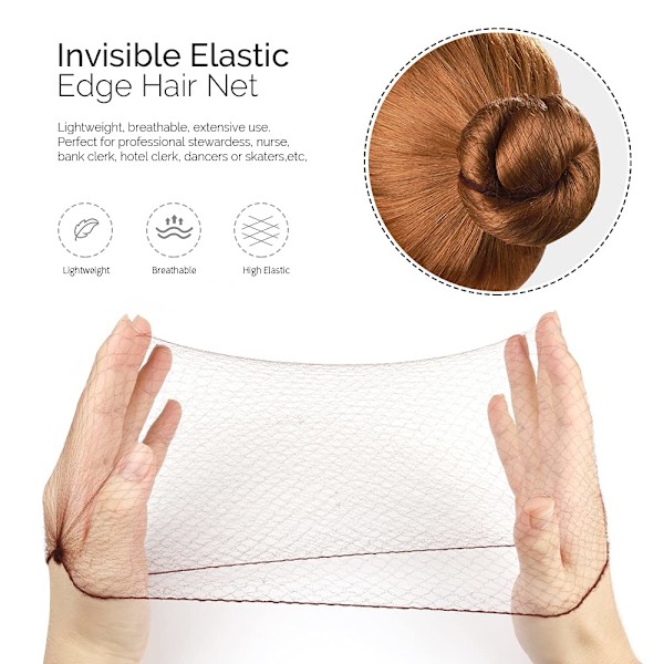 Hår Donut Bun Maker, Flickors Hårstyling Set med 20 Osynliga Hårnät för Bun, 5 stycken Håregummin, 20 stycken Hårsnoddar, Brun