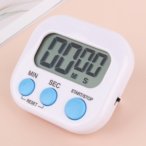 Magnetisk Køkkenur - Digital Visuel Timer - Klar Skærm - Nedtælling & Stopur - Høj Biplyd - Multifunktionel Timer (Hvid)