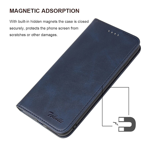 iPhone 11 Etui Premium PU Læder Wallet Etui med Kortholder Støttefod Indbygget Magnetisk Lukning Flip Folio Telefon Cover til iPhone 11 - Blå