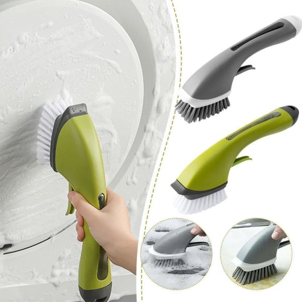 Langt håndtak automatisk oppvaskmiddel for rengjøringsbørste Automatisk oppvaskerbørste Svamp flytende rengjøringskrukke, grønn
