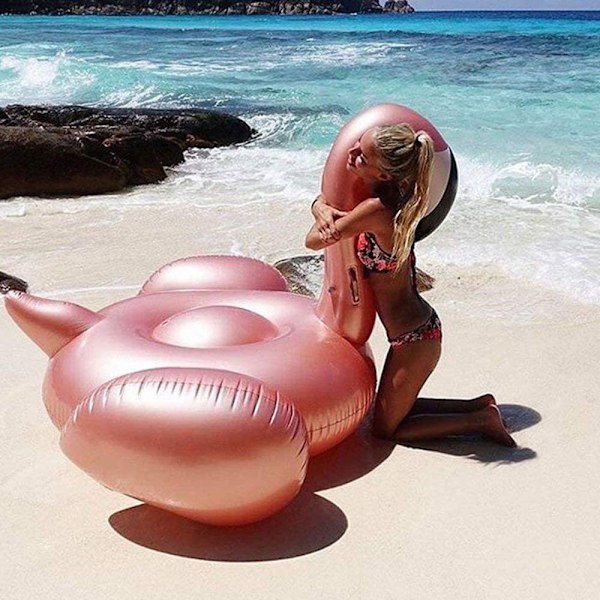 PVC Förtjockad Flamingo Uppblåsbar Flytande Rad Simbassäng Fäste Lounge Stol Badring Flytande Säng Vattensporter Rosa 180*180*130 cm