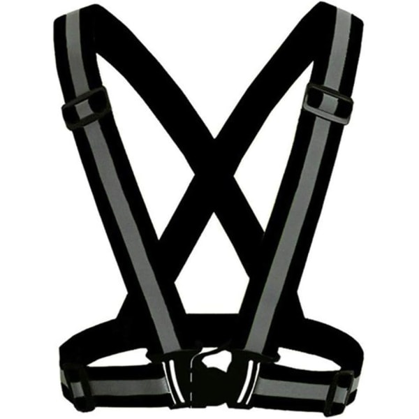 High Visibility Vest Suspenders Reflekser Refleksvest til jogging og udendørs jogging Sort