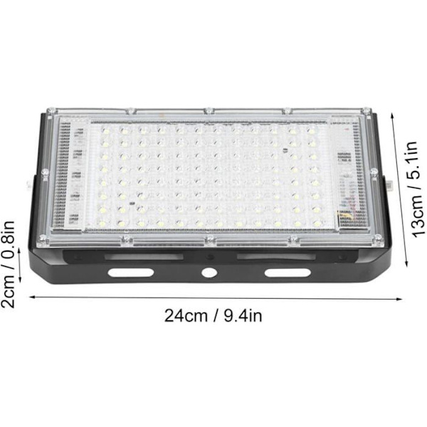 100 W LED-valonheitin, erittäin kirkas, 10 000 lumenia, 120° valokeilan kulma, viileä valkoinen valonheitin, IP65 vedenpitävä, 85–265 V YYV