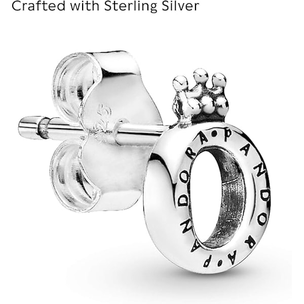 Polerede sterling sølv Crown O ørestikker med det klassiske O-symbol og små graveringer