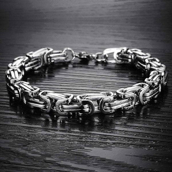 Herrar Titanstål Kedja, Rostfritt Stål Kvadrat Spänne Armband, Kubansk Armband