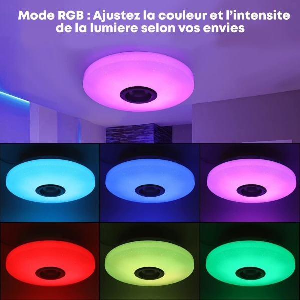 36W Led loftslys med Bluetooth-højttaler, farveskiftende loftslys, fjernbetjening og mobilapp, 3600LM, 3000-6500K, IP44