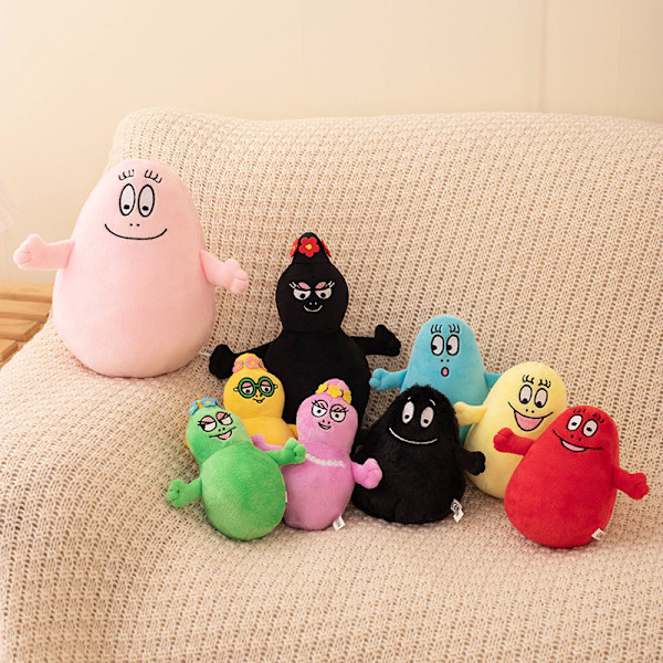 Låda med 9 Barbapapa-plyschleksaker +/- 15 cm - Inkluderar Barbapapa, Barbamama och deras sju barn
