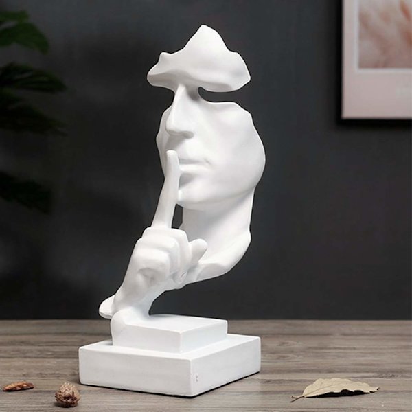 Stillhet er gull-statue, Resin Abstrakt Skulptur Moderne Kunstfigurer Stille Menn Statuer Carving, Stue Studie Inngang Hjemmekontor Dekor