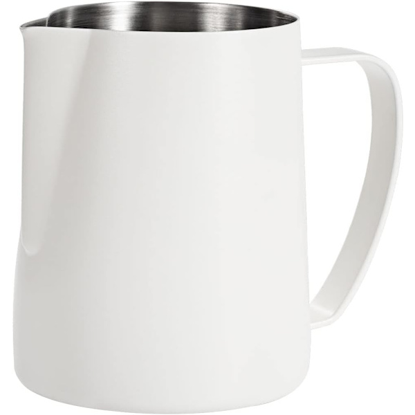 Melkeskummerkanne, 600 ml rustfritt stål espressoskummerkanne, kaffeskummerkanner melkekanne latte art, hvit