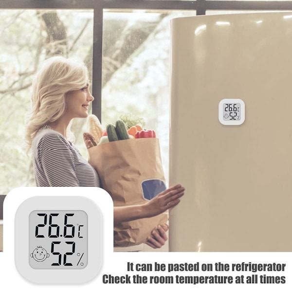 LCD Digitalt Smile Hygrometer Termometer, Termometer med Temperatur og Fugtighed til Soveværelse, Lager, Kælder, Bil
