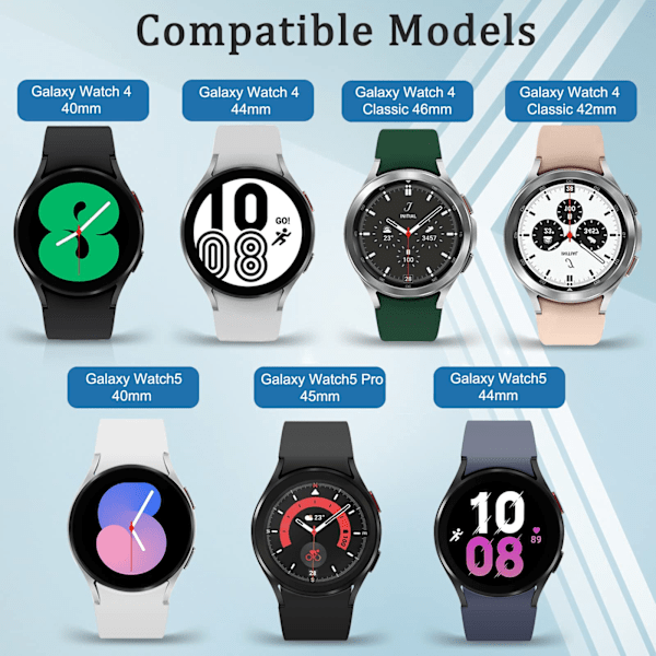 Kompatibel med Samsung Galaxy Watch 4 Rem 40mm/44mm, Galaxy Watch 5/Watch 5 Pro 45mm Silikone Urremme Armbånd
