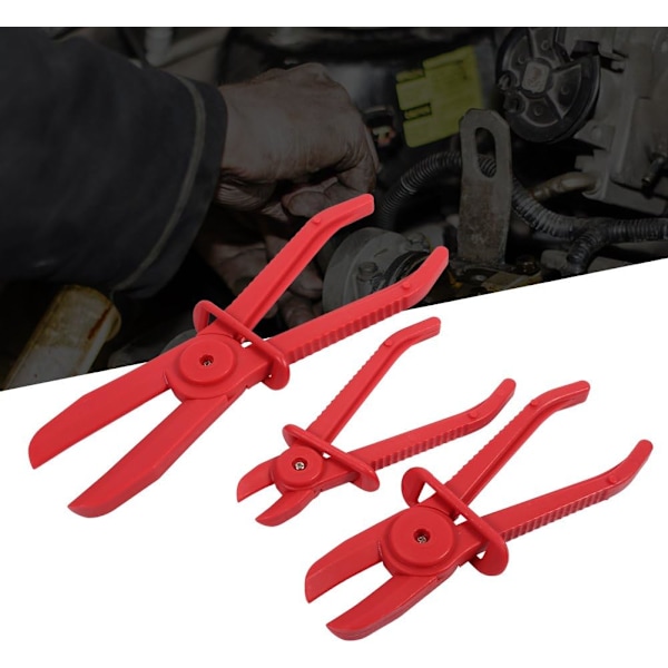 3-pack Rörtångset, Nylon Slangklämma Verktygsset, Broms Bränsle Vattenledning Klämma, Tång Hands Free Verktyg Blandade Storlekar (Röd)