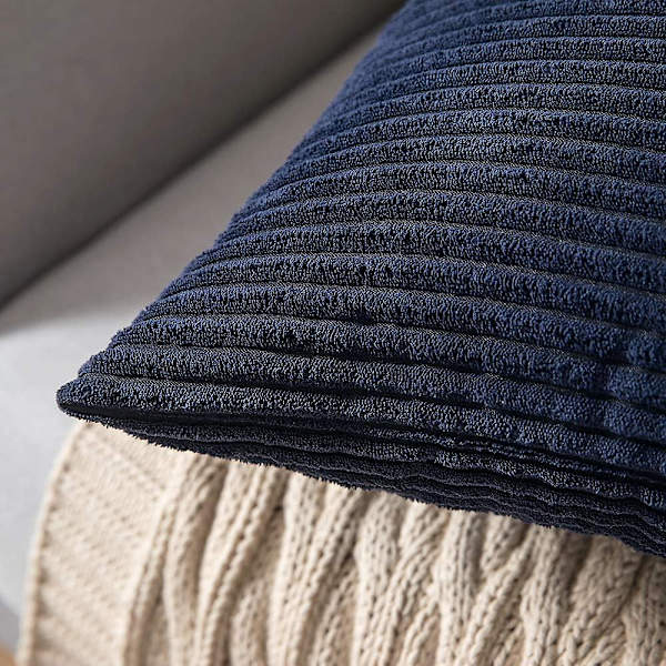 Pakke med 2 efterårs-Corduroy Bløde Solide Dekorative, Firkantede Pudebetræk, Pudebetræk 45 X 45 cm, Marineblå Navy Blue