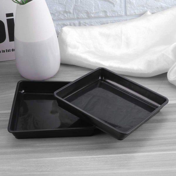 10 st Fyrkantiga Växtfat Plast Växtkruka Fat Blomkruka Fat för Inomhus Utomhus Hem Trädgård (18 * 18 * 13cm, Svart)