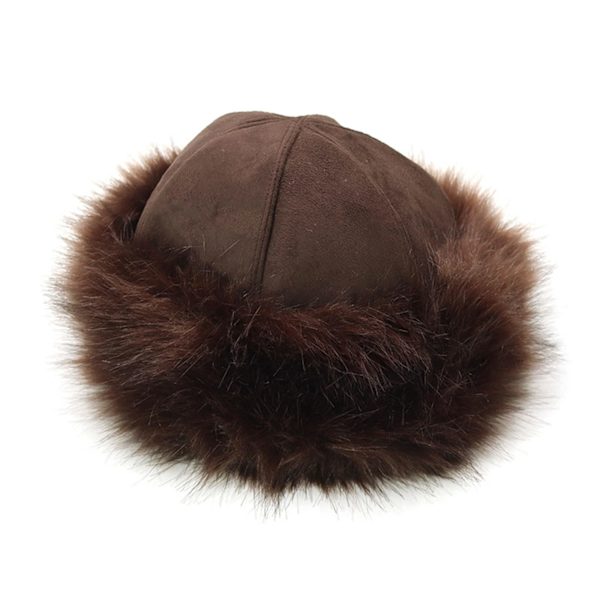 Damehat til vinter Kosak Russisk stil Hat Flurry Fleece Fisker Mode Varmt Hætte (Brun) Brown