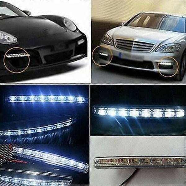2 kpl 8-LED Päiväajovalot Auton DRL Sumuvalolamppu Super Kirkas Vedenkestävä DC 12V