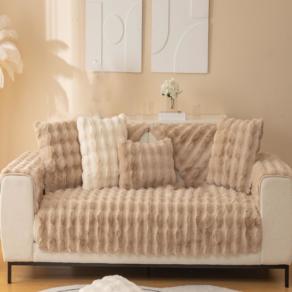 Kaninplysch Soffaöverdrag 70x120CM, Mjukt Varm Soffaöverdrag För Hörnsoffa L-Form, Halksäker Sammet Soffa Kuddfodral, Tjockt Möbelskydd
