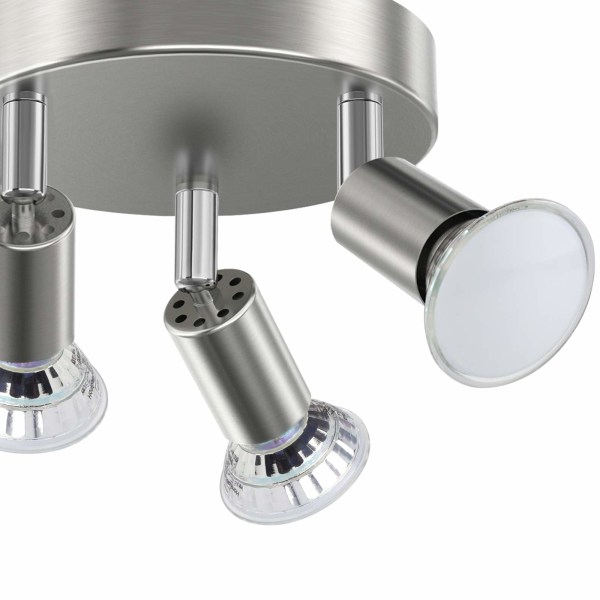 LED Taklampa Rotationsbar, 3-Vägs Rund Platta LED Takspotlights, Inkluderar 3x4W GU10 LED-Glödlampor, Kalla Vit, för Kök, Vardagsrum 3 Way