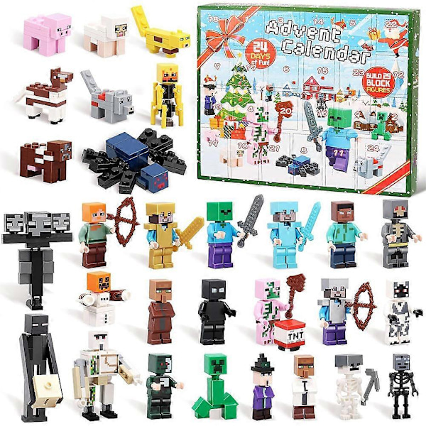 Figures Christmas Advent Calendar 2024, 24 Days Building Blocks Toy Countdown Calendar Including 29 Figures Xmas Toys