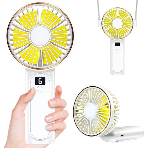 Handheld Fan, Portable Fan, 4000mAh USB Rechargeable Personal Fan, 180° Foldable Mini Desk Fan（white）