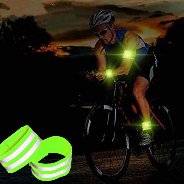 Reflekterende Armbånd 4 stk Reflekterende Løpearmbånd Høy Synlighet Elastiske Ankelbånd Sikkerhetsutstyr for Sykling Gåing Jogging Utendørs Sport