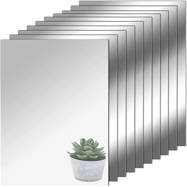 HD Självhäftande Spegel, 10 st, Ingen Glasspegel, Självhäftande Spegelblad, Flexibel Spegelfilm, Självhäftande Dekorativ Spegel (15 * 10cm)