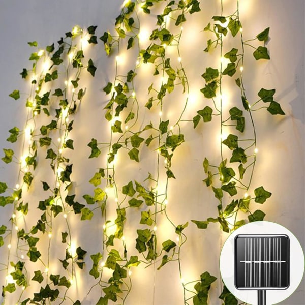 Solar String Lights Outdoor, Artificiell murgröna Solar String Lights, Vattentäta trädgårdslampor, 100LED Solar String Lights, 10m