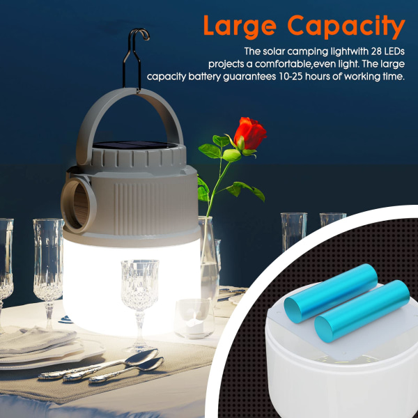 Oppladbar campinglampe, ultralys bærbar LED-lanterne med 4 lysmoduser, 4000mAh utendørsbelysning
