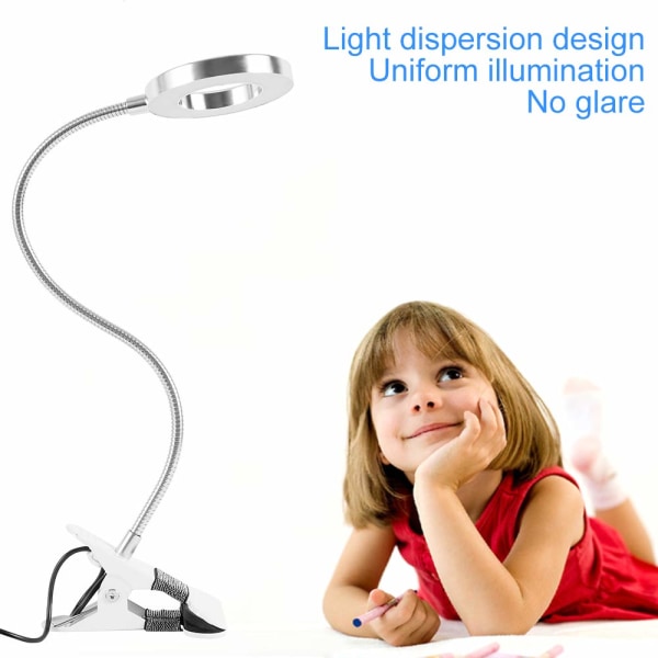 Pöytälamppu 48 LED USB Clip Lamp työvalot Silmäsuojaus 8W LED-lukulamppu klipsillä Viileä ja lämmin valkoinen valo