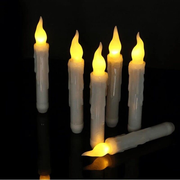 LED koniske stearinlys 6 stk Flammeløse flimrende lys Batteristrømforsyning til Halloween Juletre Hjem Bryllupsfest - Varmt lys