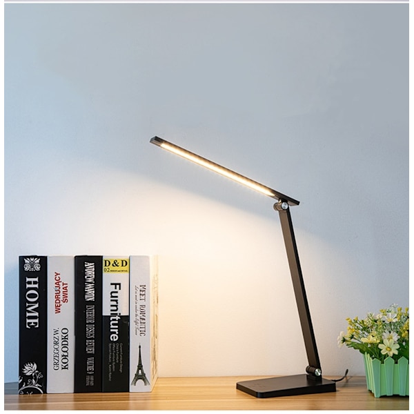 LED Dimbar Bordslampa, 5 Färglägen och Justerbar Ljusstyrka Touchkontroll Ögonskydd 360° Roterbar Sänglampa