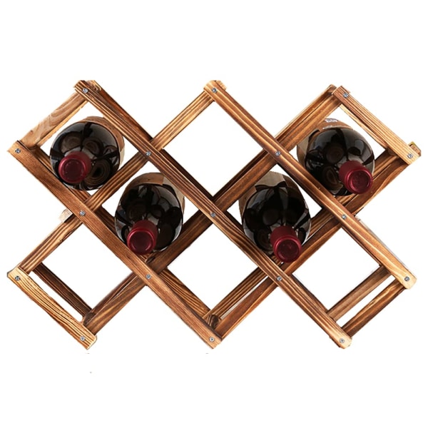 Vinreol, trævinopbevaringsreoler, stabelbare vinkælderreoler til 10 flasker, foldbar bordplade Fritstående vinflaskeholder Displayhylde