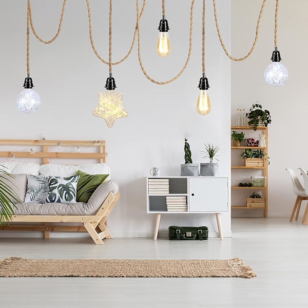 4,5 m 2-ledare Linne Elektrisk Kabel, Med E27 Sockel Och Strömbrytare, För DIY Lampa (utan Glödlampa)