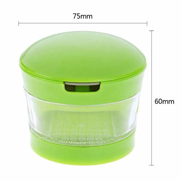 1 Stycke Vitlökshackare, Rostfritt Stål Mini Vitlökspress Krossare Gadget Ingefära Hackare Kutter med Klar Plastbricka Grön