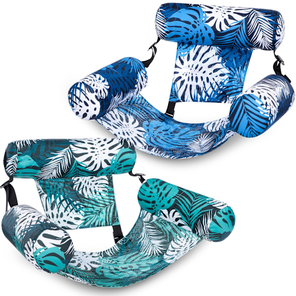 Uppblåsbar Poolmadrass för Vuxna, Flytande Hängmatta & Stol | Vattenlounge för Poolpartyn, Strandnöje & Avkopplande Sommar Green,Blue 2pcs