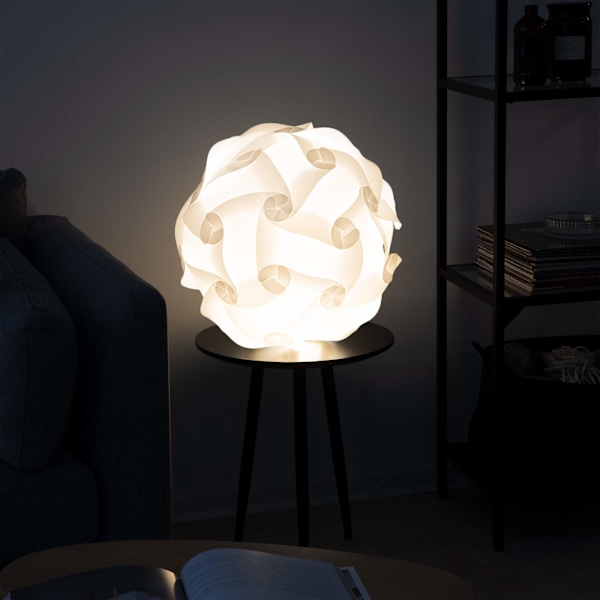 DIY Puzzle Lampeskærm - Moderne IQ Puslespilslys i 30 Dele min. 15 Forskellige Designs - Diameter Ca. 40 cm - Hvid i Størrelse XL