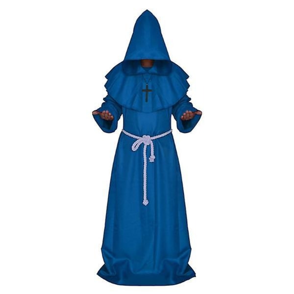 Herre Monk hette kappe Monk Medieval Priest Cosplay kostyme XL