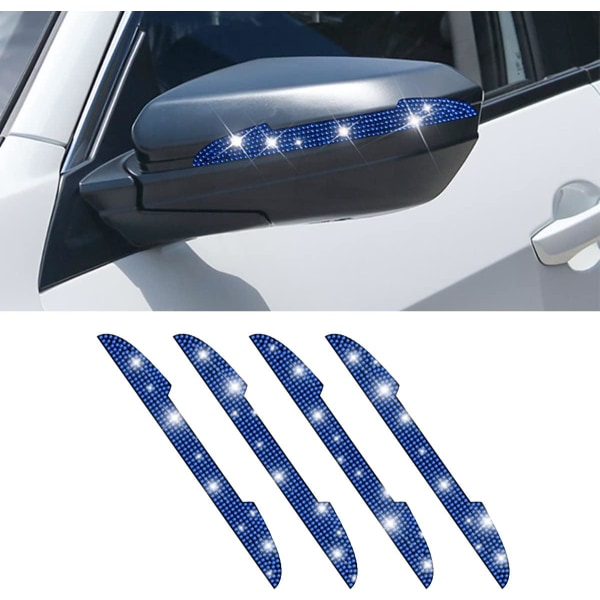 Ripebeskyttere med 4 pakker med boret dørhåndtak for alle biler, kjøretøyer, SUV-er, sidespeil for biler, kollisjonslister for dørkantbeskyttere (blå)