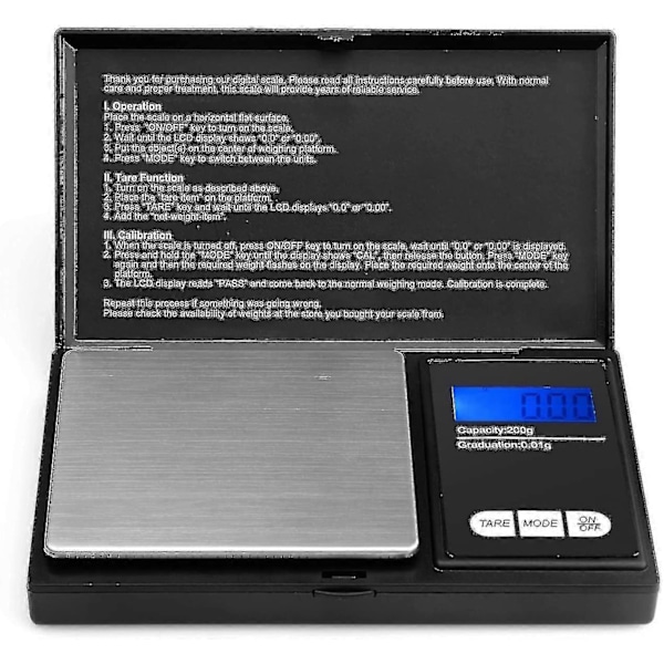 Digital vekt 0.01g - 200g lommevekt digital vekt