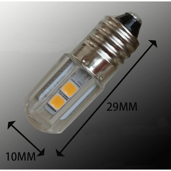 2-pak E10 6V LED-pære med 2835 skruebase 4 SMD-chips Gul opgradering til forlygter Lommelygte
