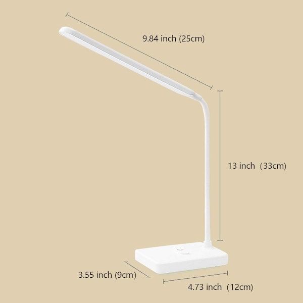 LED Skrivbordslampa USB Uppladdningsbar 2000mah, Touchkontroll 3 Färger 6 Ljusstyrkor Dimbar, Portabel Bordslampa för Läsa Studera Boklampa Sovrum