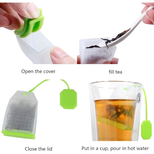 6-pakning Silikon Te-infusere, Gjenbrukbare Sikre Løsblad Te-pose Filtre, Seks Farger (Én Farge for Hver)