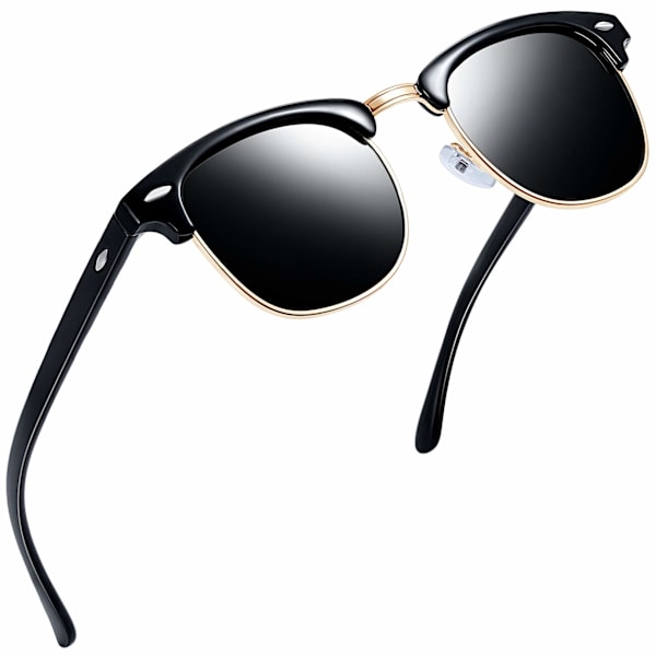 Semi-Rimless Polariserede Solbriller Herre - UV400 Beskyttelse Retro Halv Ramme Solbriller Unisex Polariserede Herre Dame Solbriller